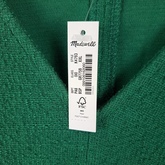 Madewell Full Sleeve Top Womens Size XXL Green Nubby Knit V-Neck NWT - Picture 5 of 8